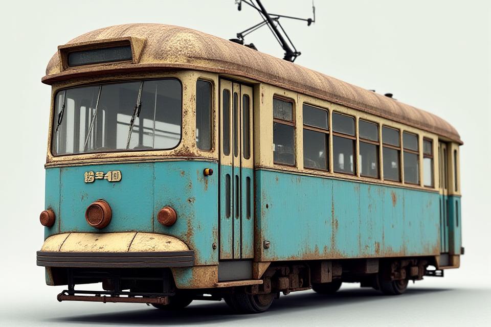 修繕前の色褪せた路面電車